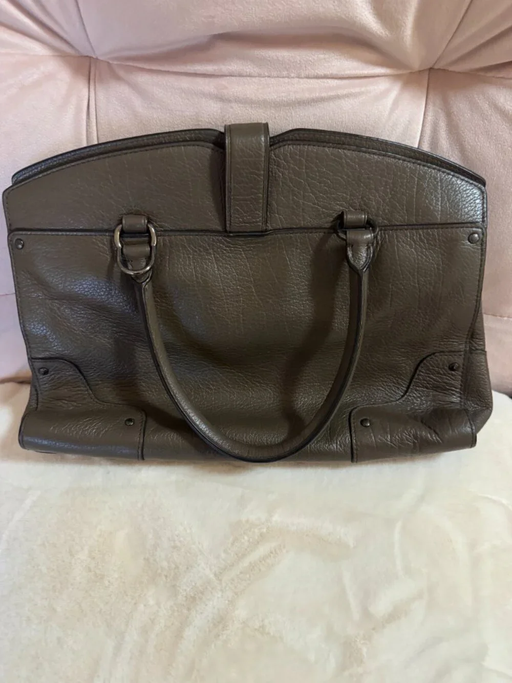 Coach Mercer 30 Brown/Gray Pebbled Leather Satchel Crossbody 37575